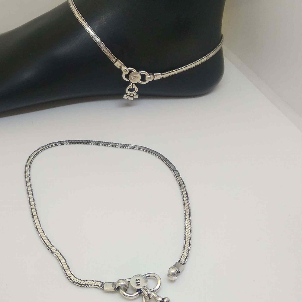 925 sterling silver delicate oxidised payal for girls