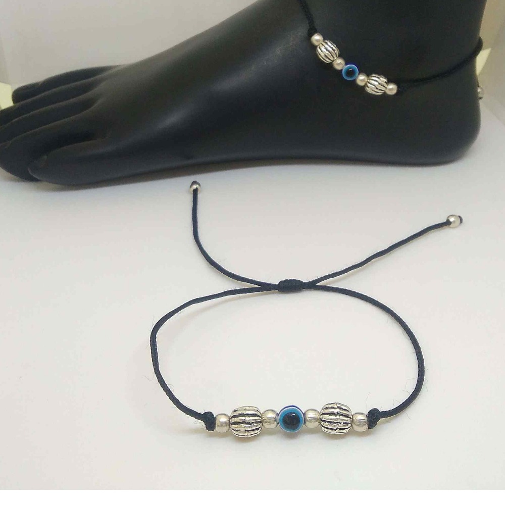 925   Silver Delicate  Black  evil eye Payal / Anklet For Women