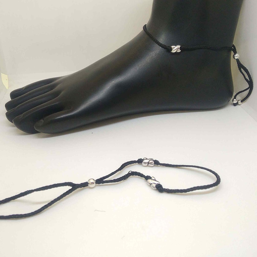 925 sterling silver delicate black payal/ anklet for women