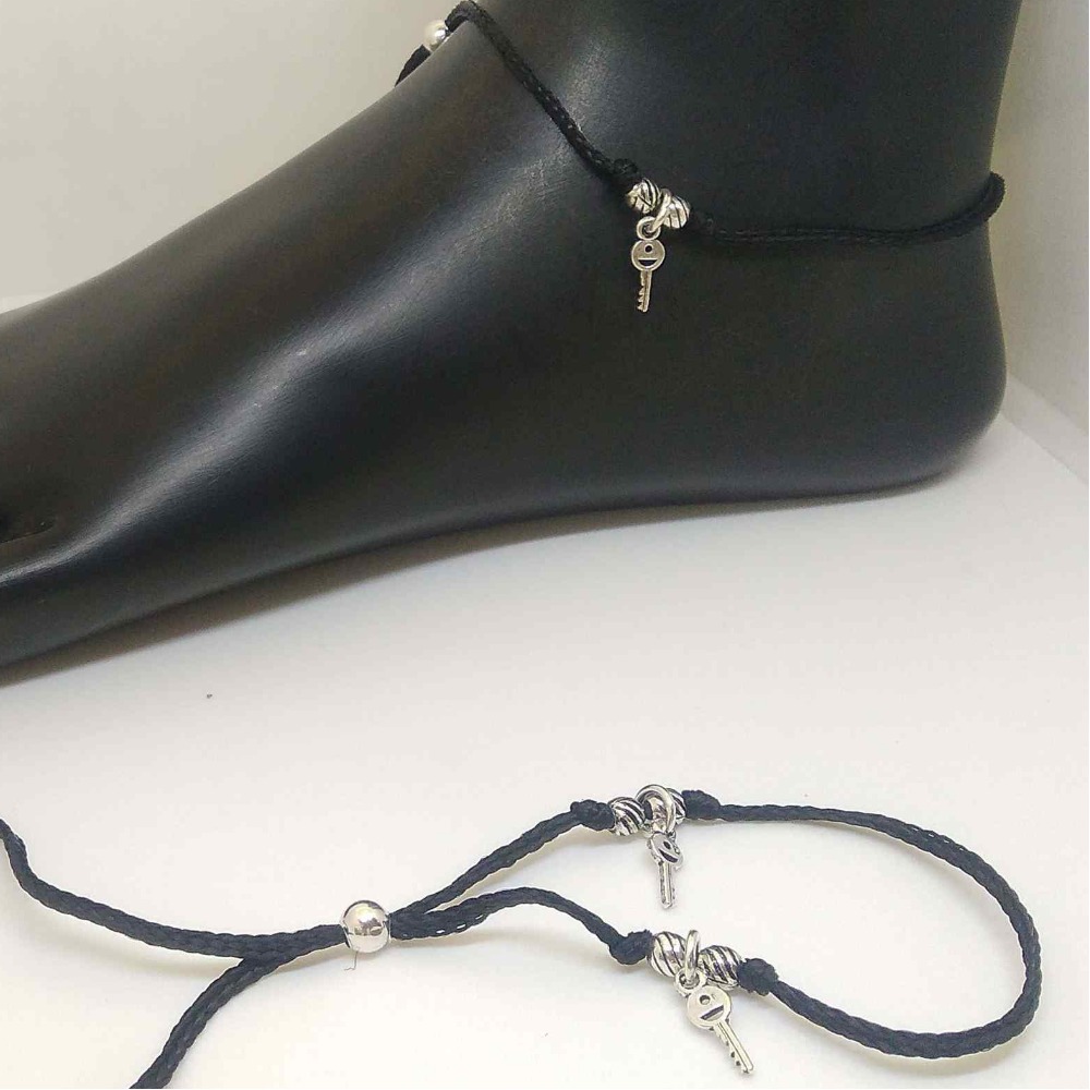 925 sterling silver delicate black payal/ anklet for women