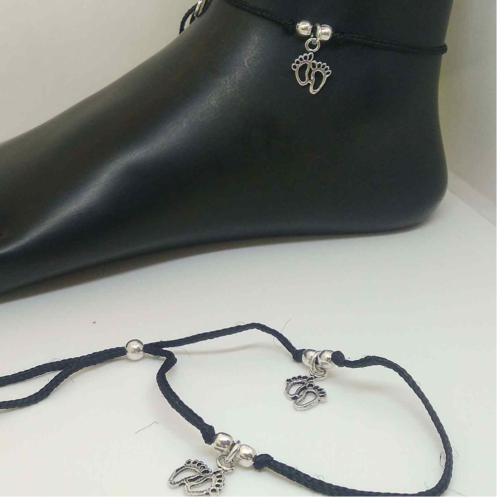 925 sterling silver delicate black payal/ anklet for women