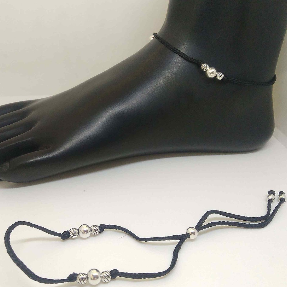 925 sterling silver delicate black payal/ anklet for women