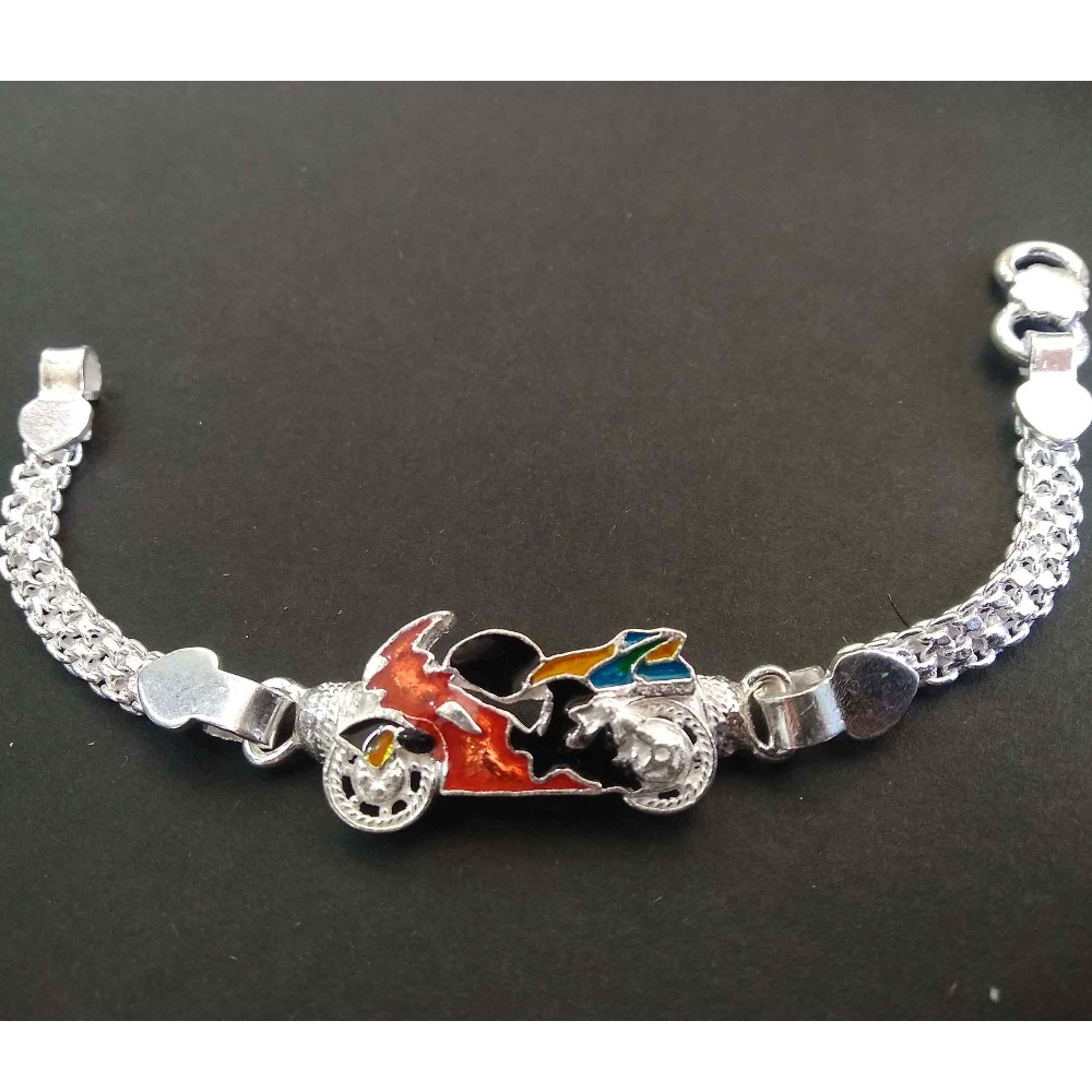 Silver daily wear  kids  bike designer bracelet