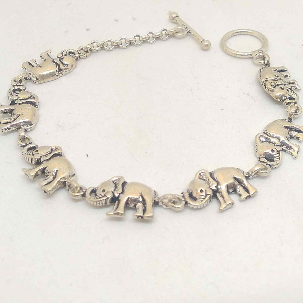925 sterling silver elephants design bracelet for ladies