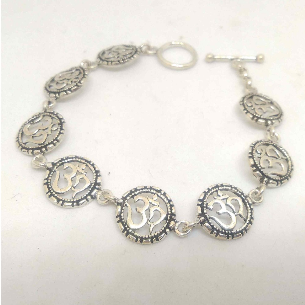 925 sterling silver oxidised om bracelet