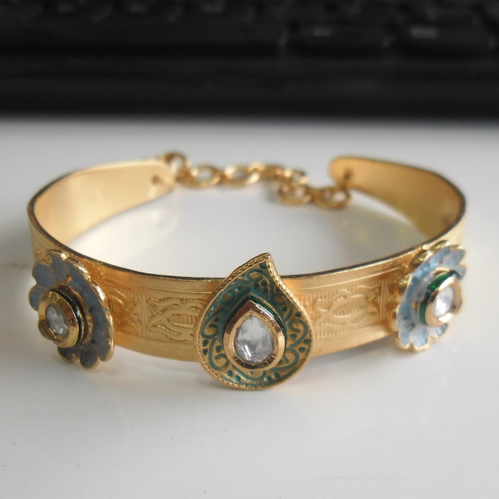 925 sterling silver  gold plated  antique bracelet / kada