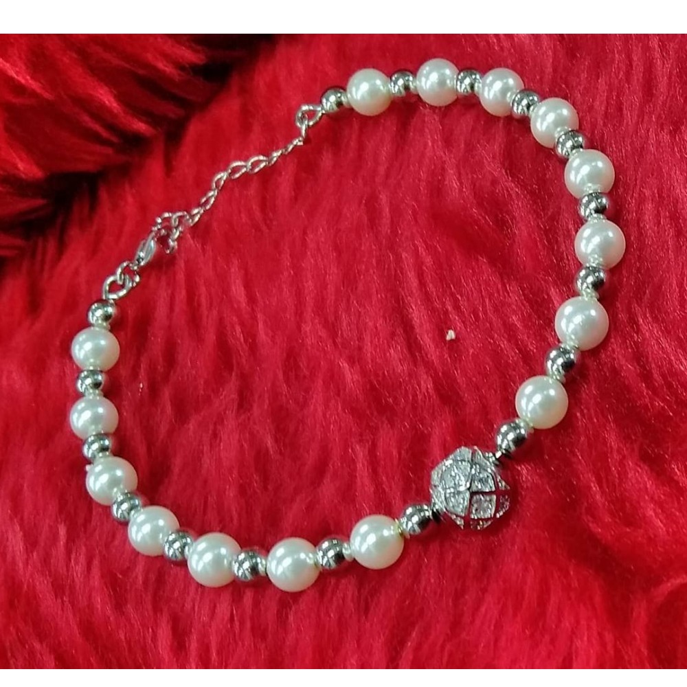 925 sterling silver  white & silver pearl  bracelet