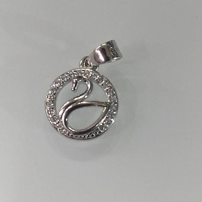 925 sterling silver swan design diamond pendant