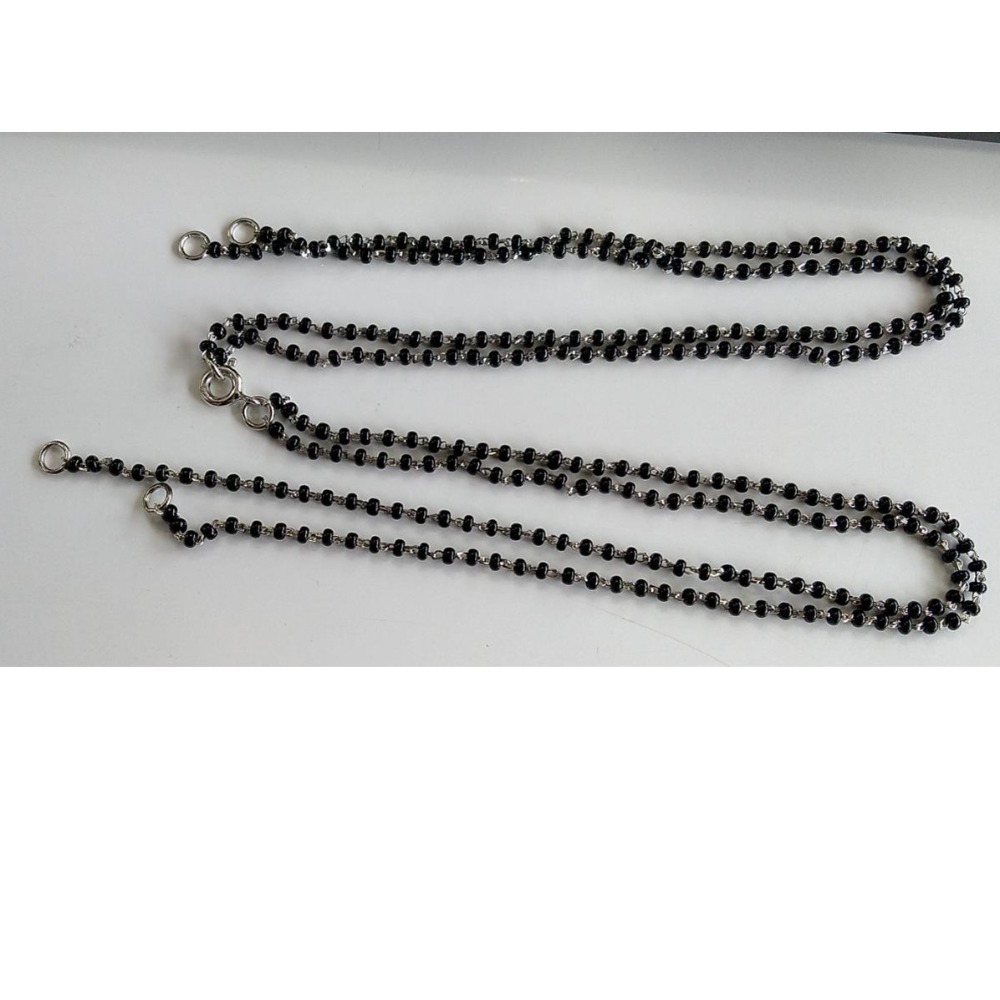 925 Sterling Silver  Mangalsutra Black Bites  double  Line Chain