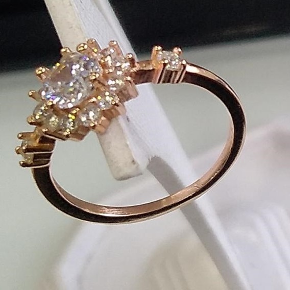 925 sterling silver  Rose Gold Plated   Diamond Ring