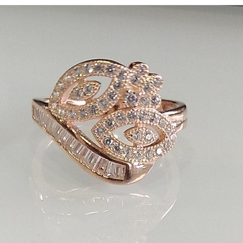 925 sterling silver  Rose Gold Plated  Diamond Ring