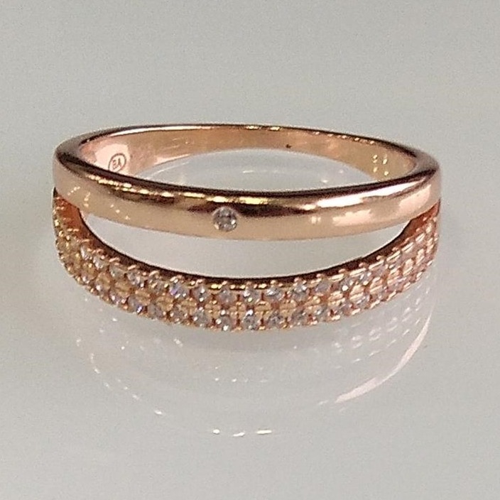 925 sterling silver  Rose Gold Plated   Diamond Ring