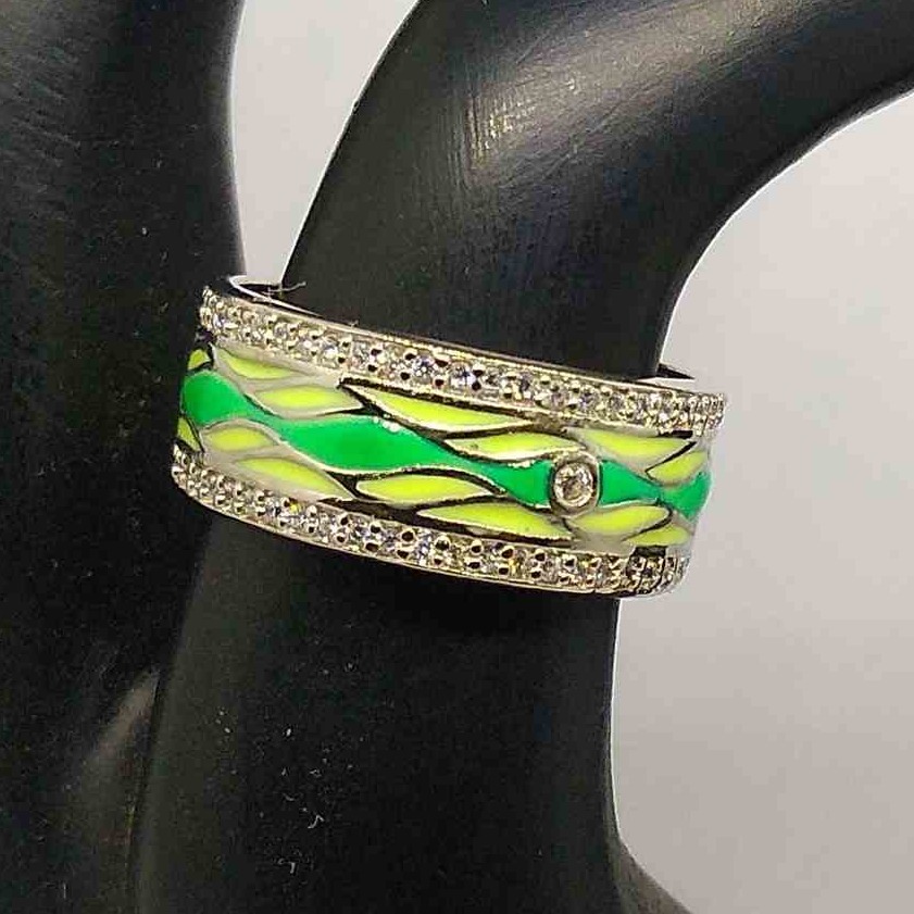 925 sterling silver   color band diamond Ring for ladies
