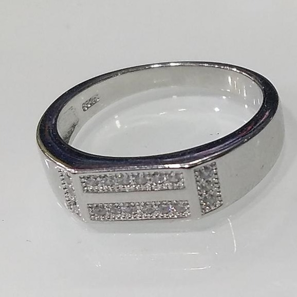 925 sterling silver cz diamond ring for men