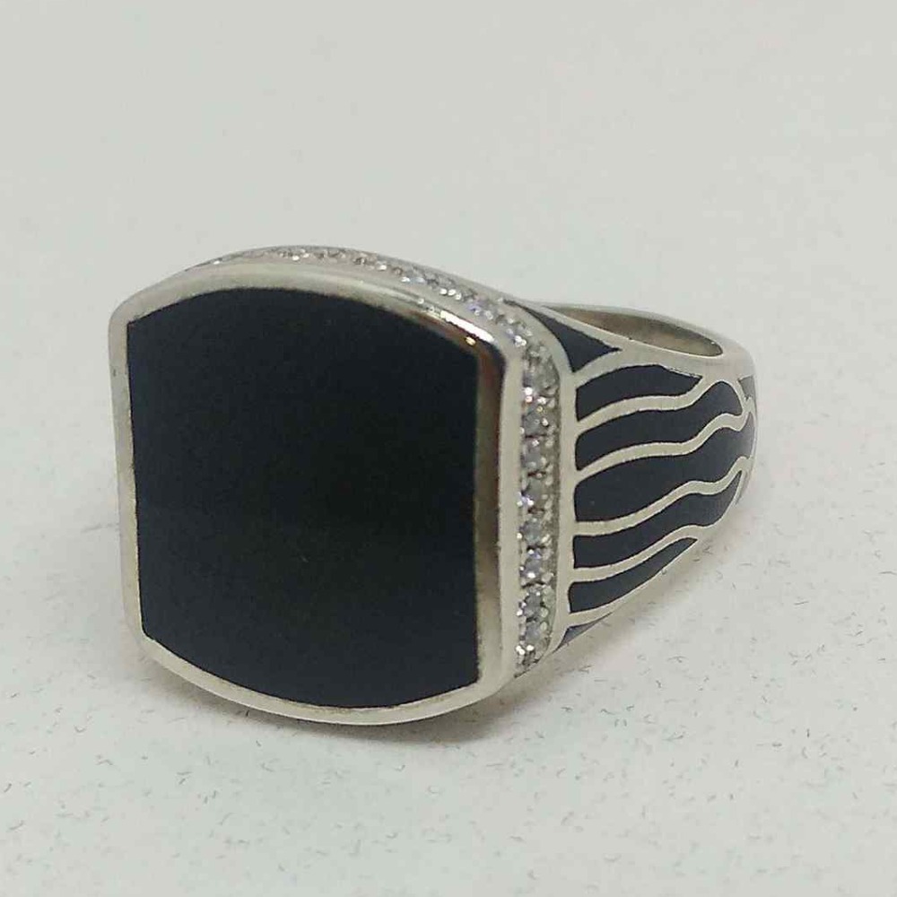 925 sterling silver  dark black onyx Ring for men