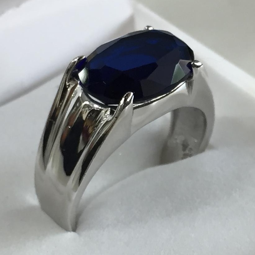 925 sterling silver dark blue color stone ring for men