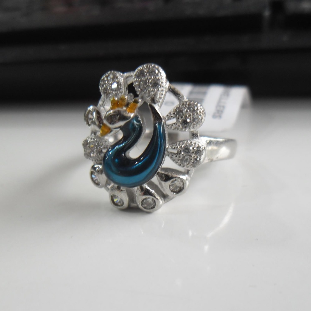 925 sterling silver peacock ring for ladies lrs0009