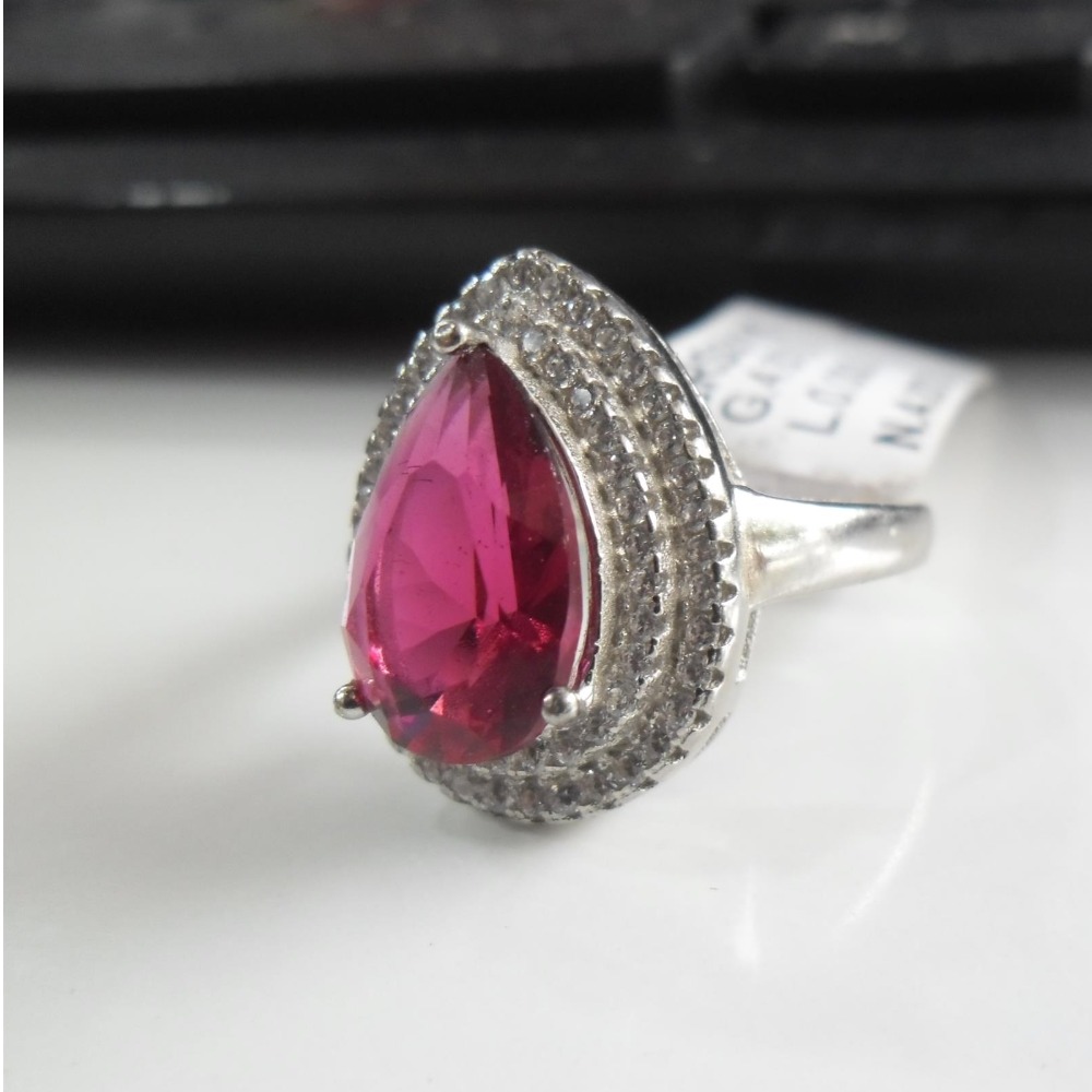 925 sterling silver color stone diamond ring for ladies