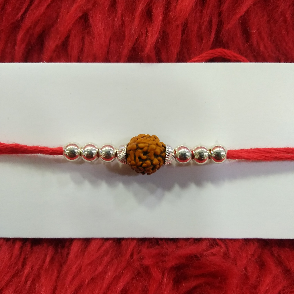 Silver Rakhi Single Rudraaksh