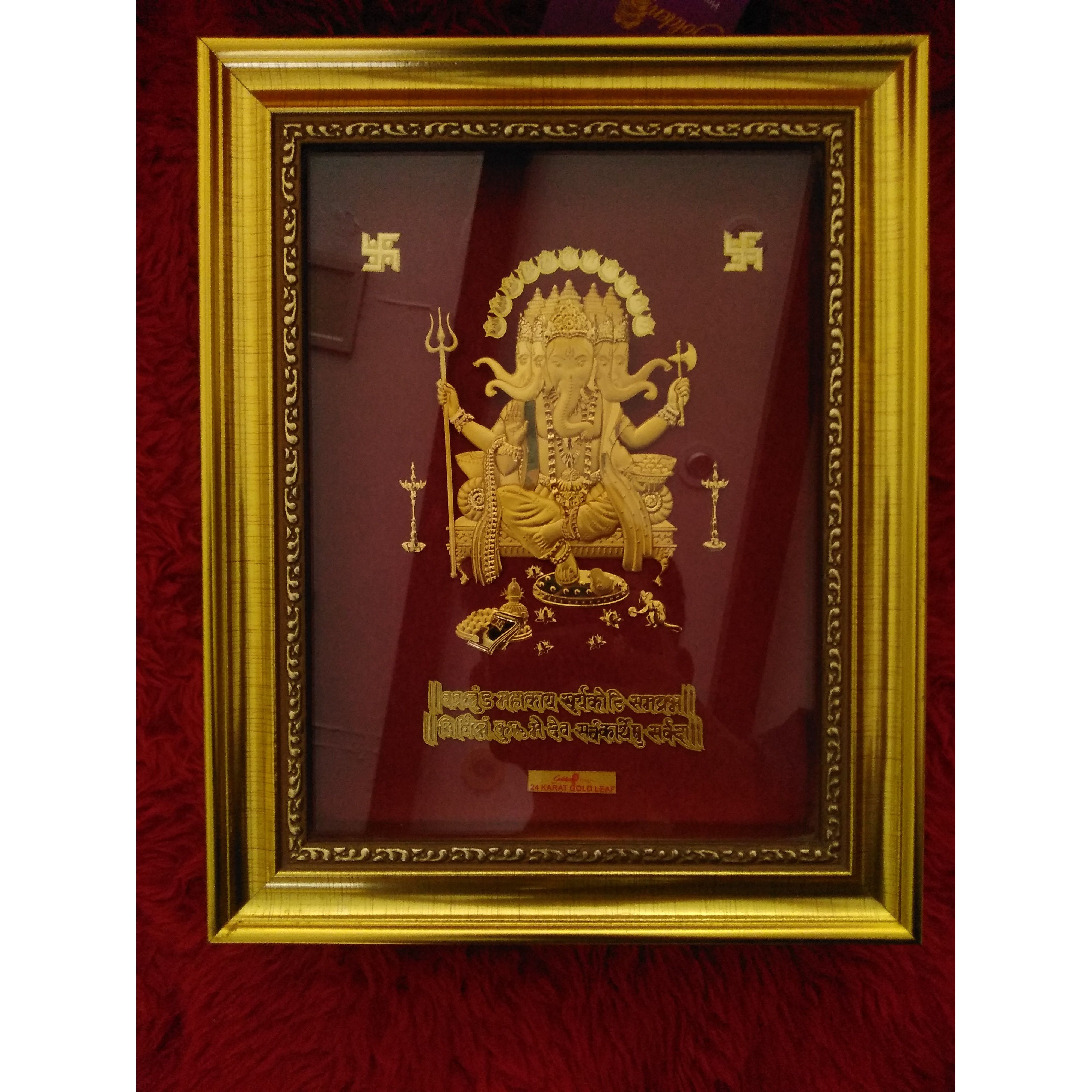 24kt gold leaf panchmukhi ganeshji frame