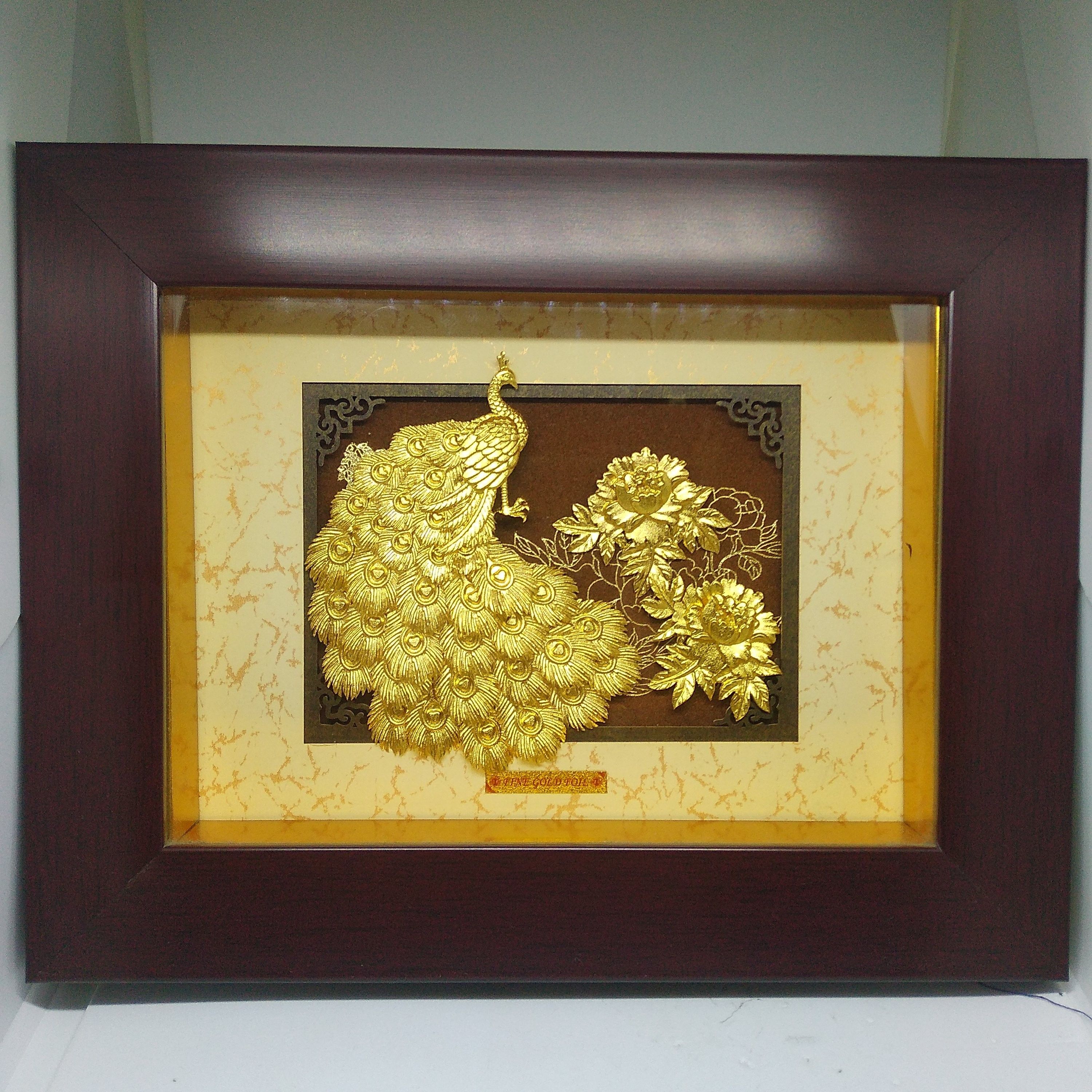 24kt gold leaf peacock frame