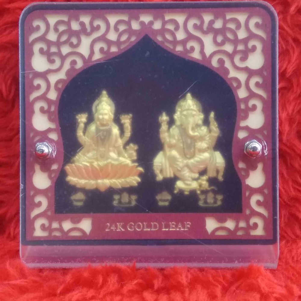 24KT Gold Leaf Laxmiji& ganeshji Frame