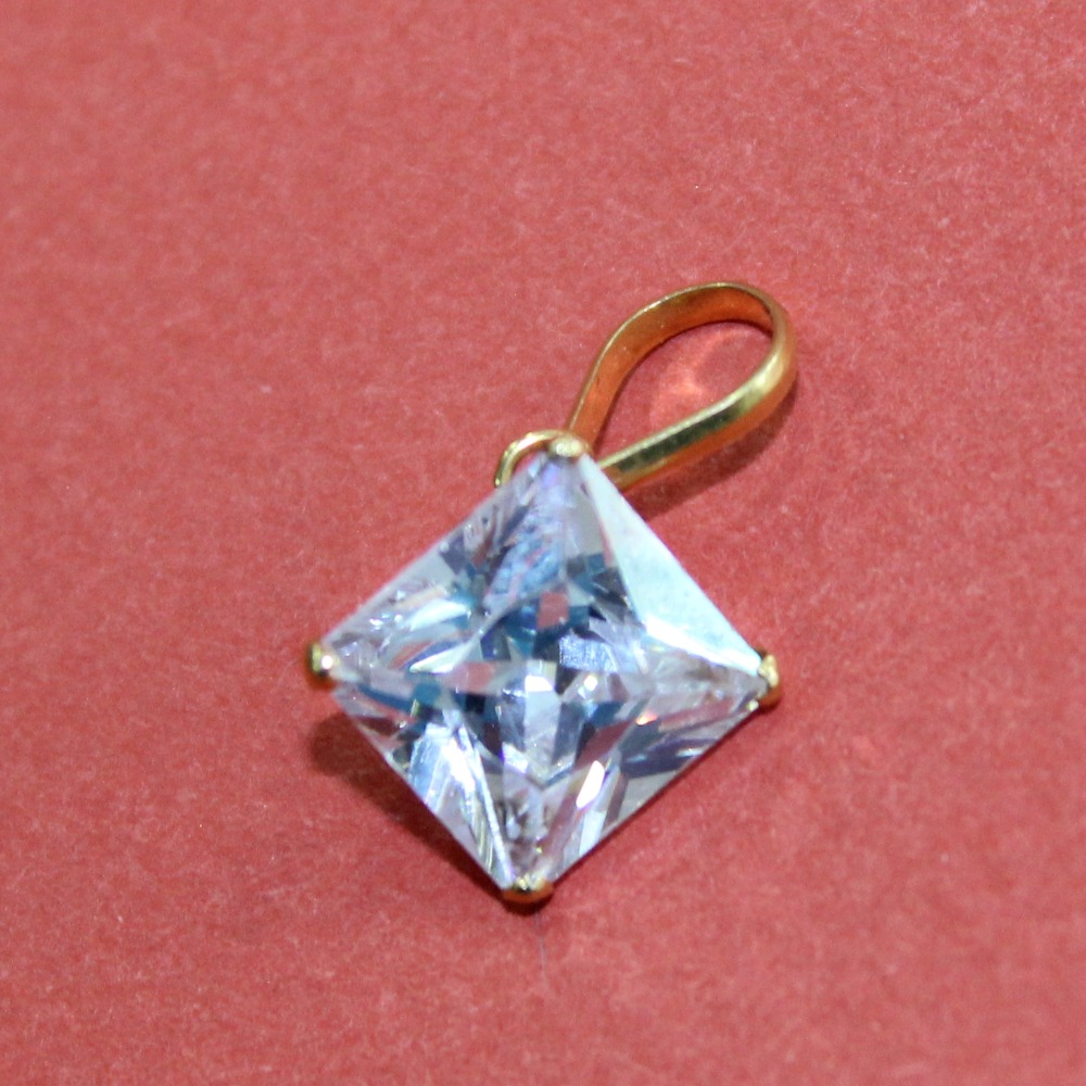 18KT Gold single White Color stone casual Wear Pendant for ladies