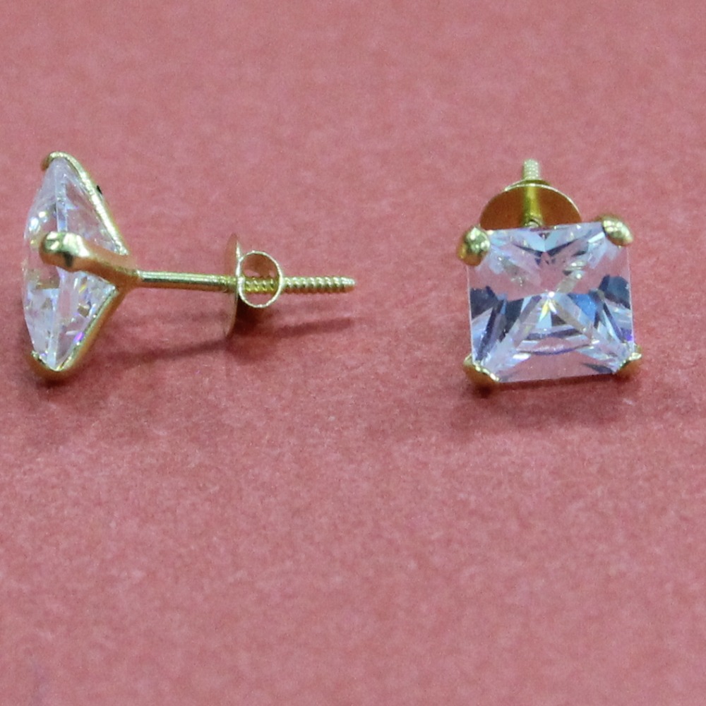 18KT Gold single White color Stone Casual Wear earring for Universal