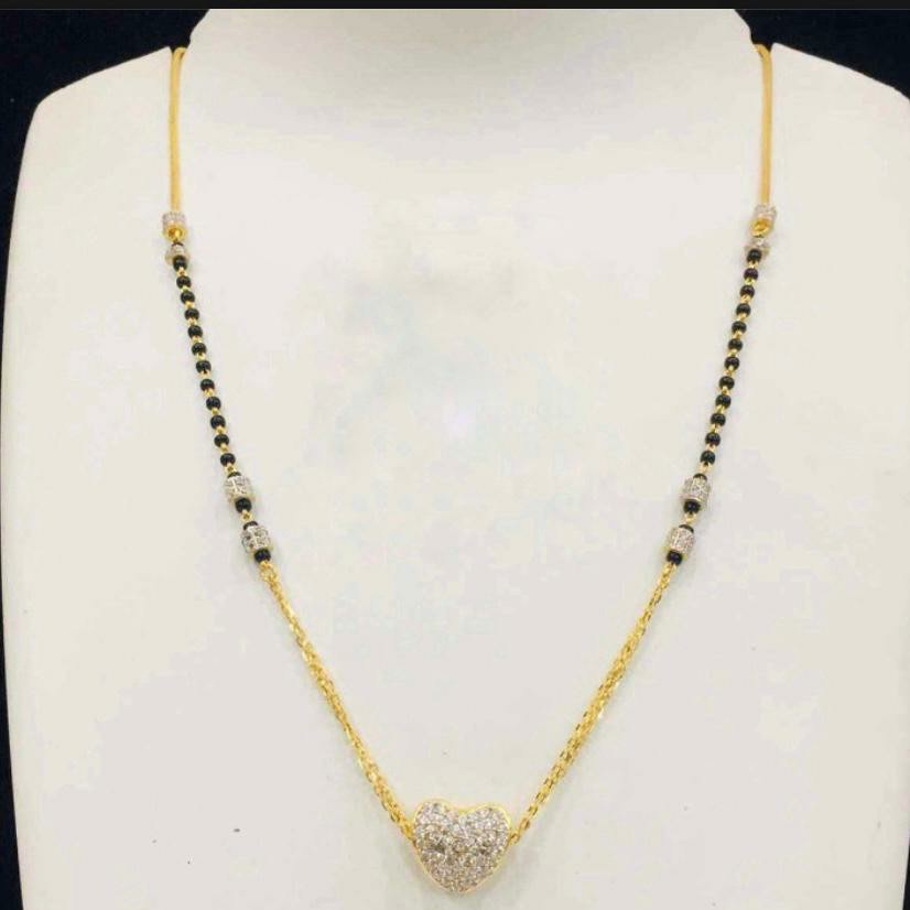 22KT/ 916 Gold single line Fancy Hart Pendant mangalsutra for ladies