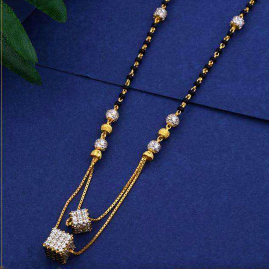 22KT/ 916 Gold fancy Double lins Square Pendant mangalsutra for ladies