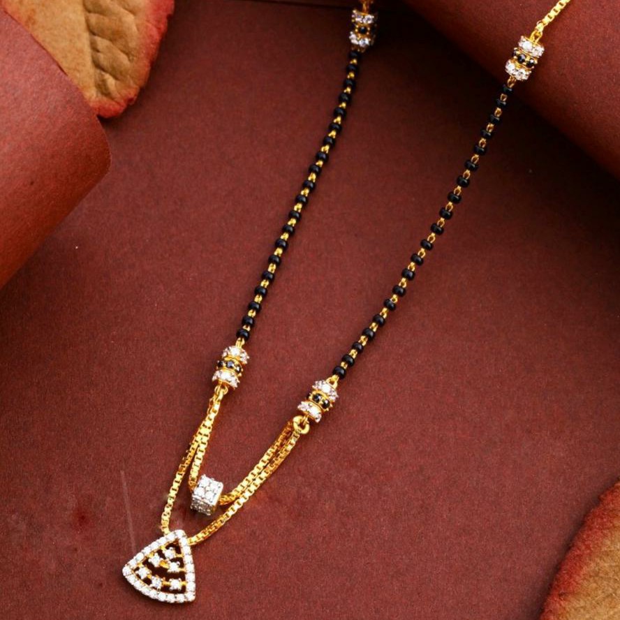 22KT/ 916 Gold fancy double line triangle mangalsutra for ladies