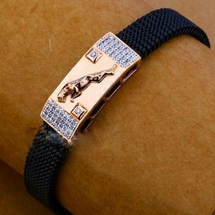 18KT Yellow gold fancy casual ware SS Belt Jaguar bracelet For men