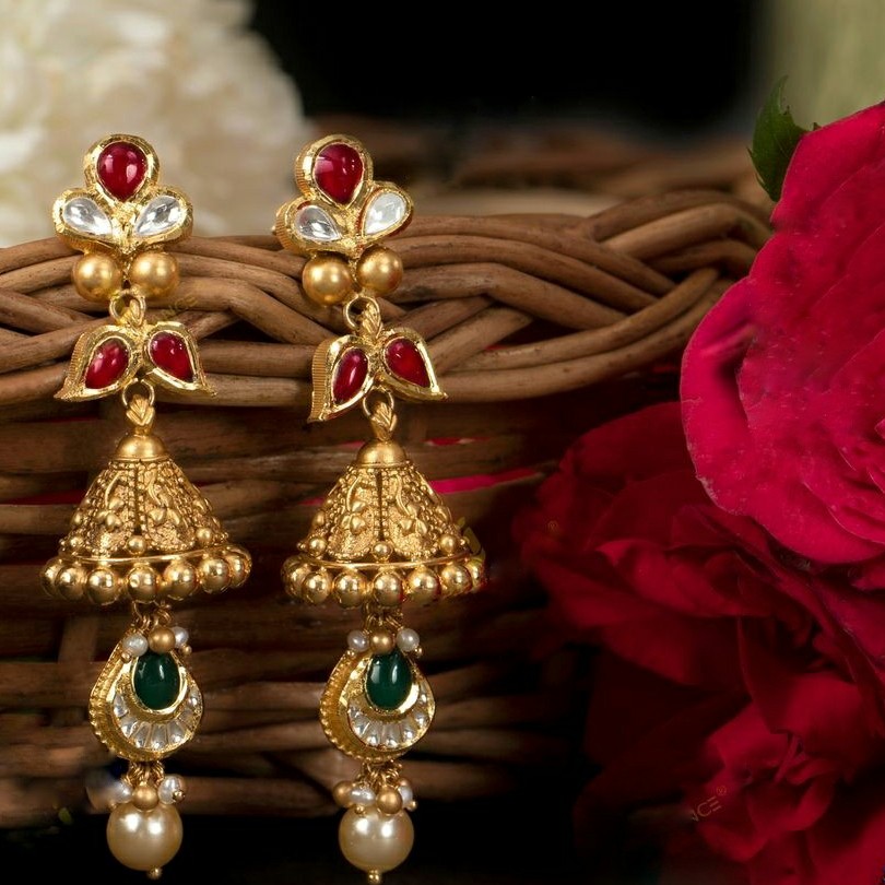 22KT/ 916 Gold antique festival Jhumka earrings for ladies