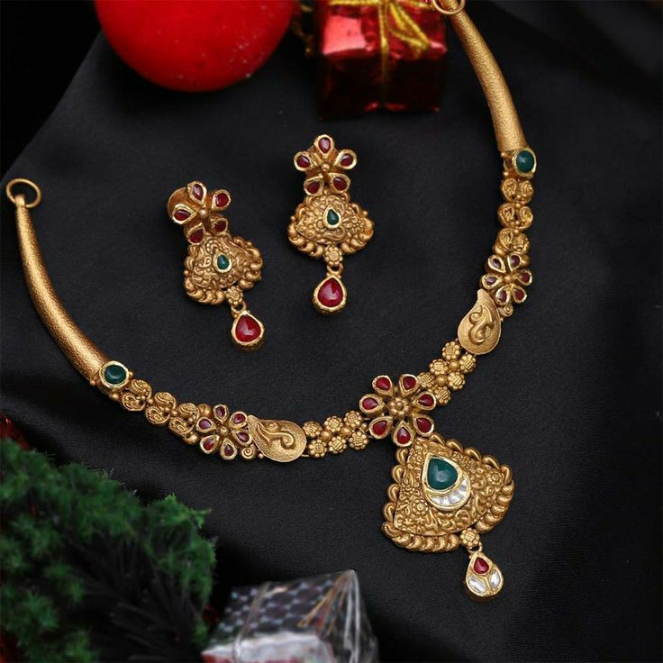 22KT/ 916 Gold Antique wedding bridle necklace set for ladies