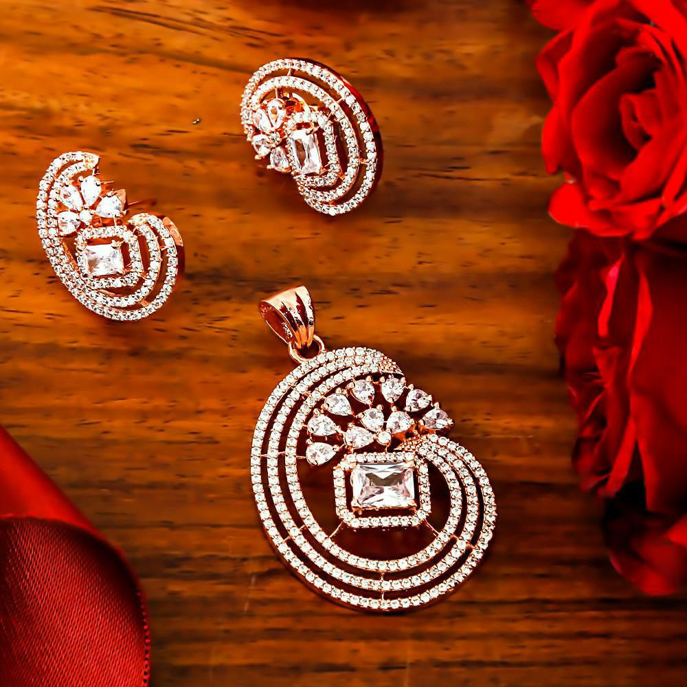 18KT Rose Gold ethics wedding bridle Pendant set for ladies