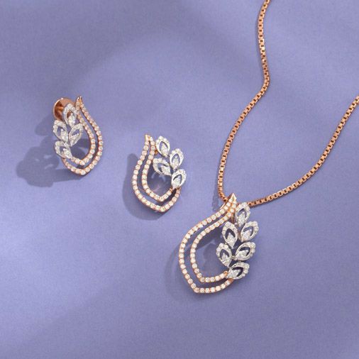 18KT Rose Gold fancy special occasions pendant set for ladies PBG1025