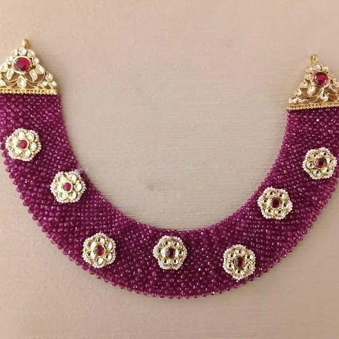 22KT/ 916 Gold antique occasions Rubies Net Necklace for ladies