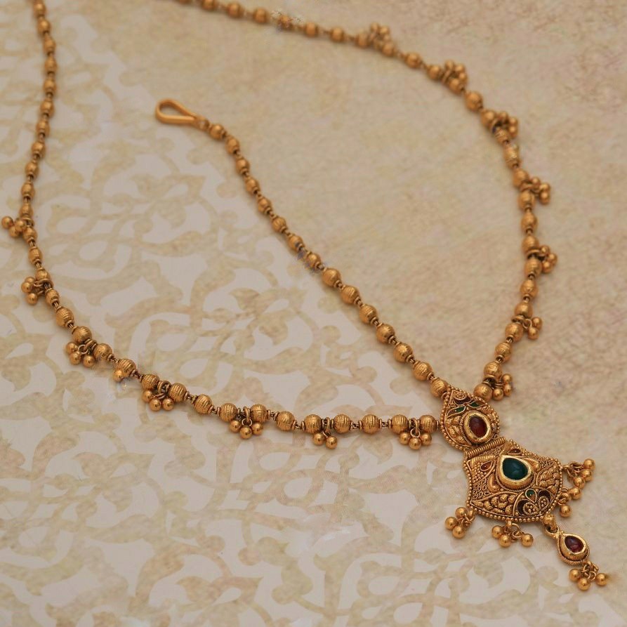 22KT/ 916 Gold antique wedding Jadtar Mang tikka for ladies