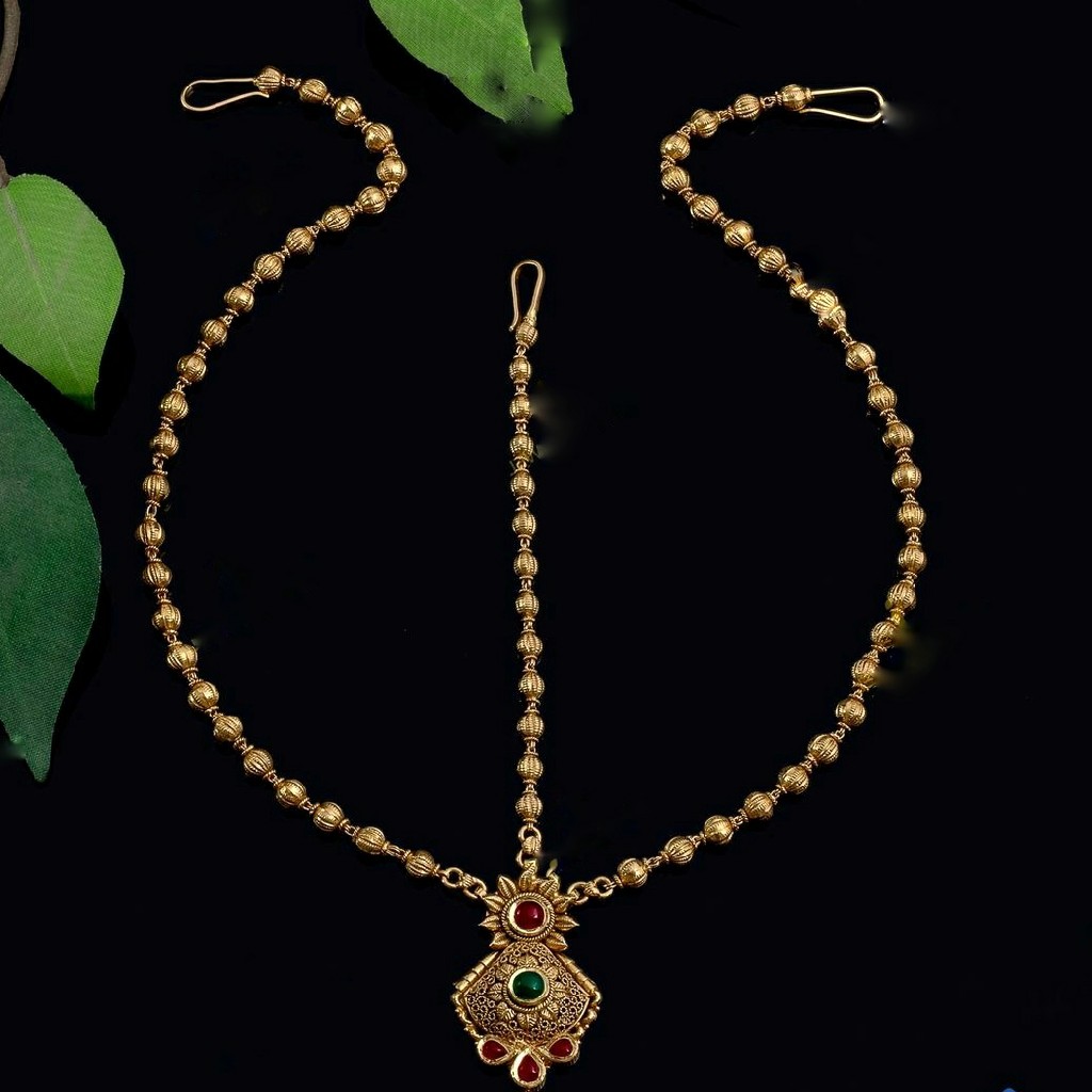 22KT/ 916 Gold Antique Wedding jadtar Mang Tikka For Ladies