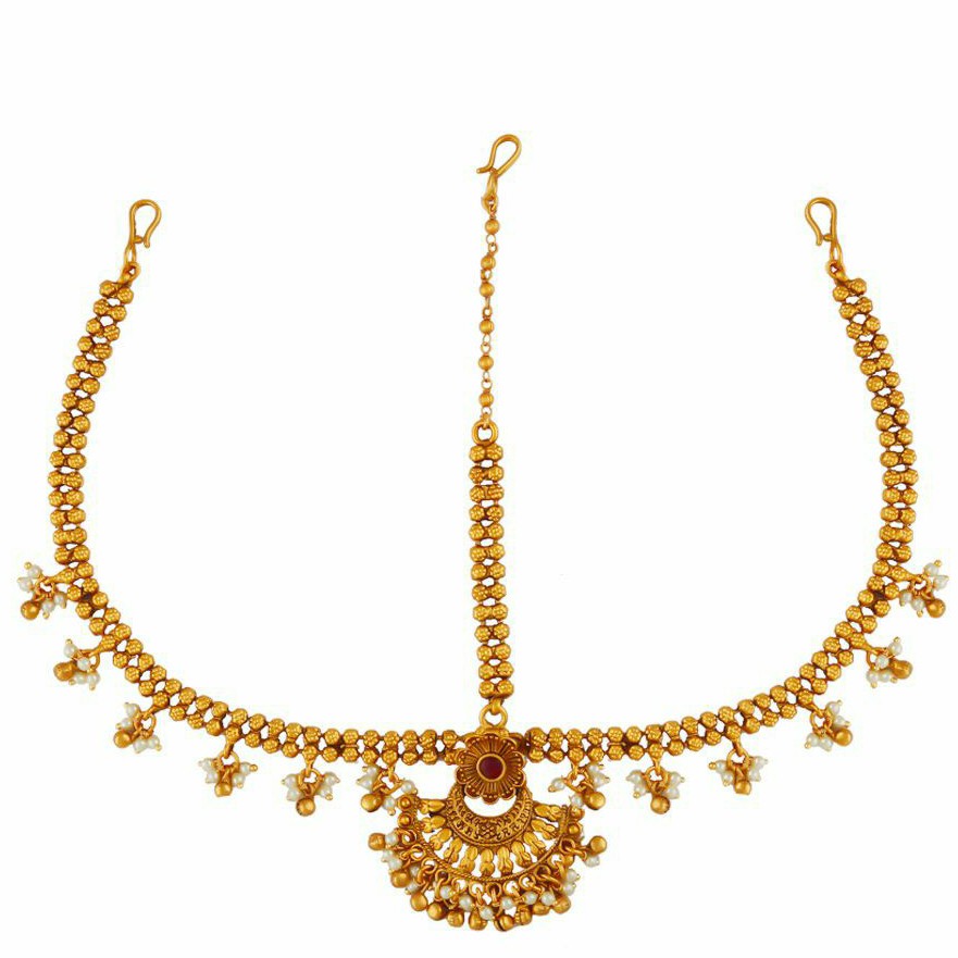 22KT/ 916 Gold traditional wedding jhumar mang Tikka for Ladies