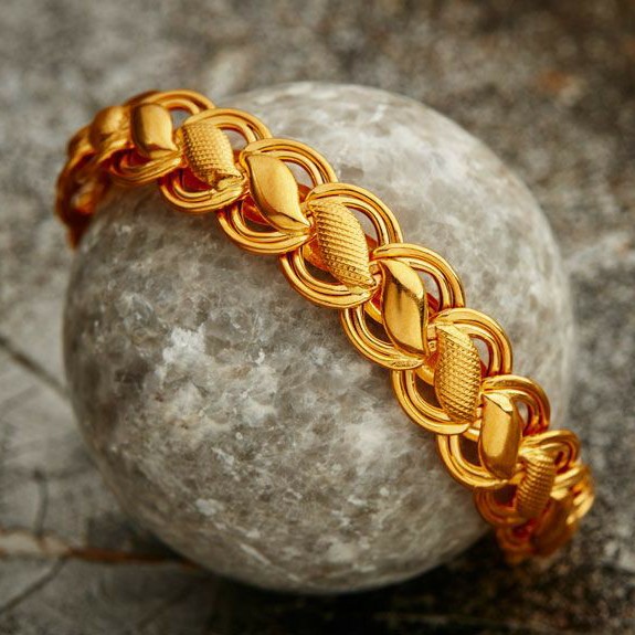 22 KT / 916 Gold Lotus design casual ware bracelet for men GBG1001