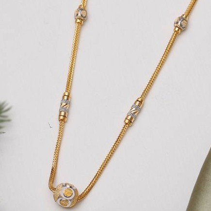 22kt / 916 gold plain bolls daily ware chain for ladies chg0000