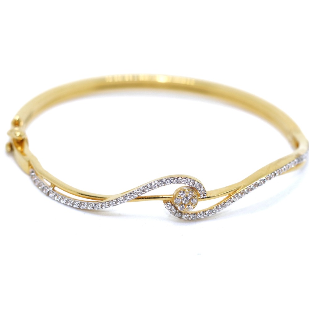 22KT / 916 gold single fancy CZ Bangle For Ladies KKG0047