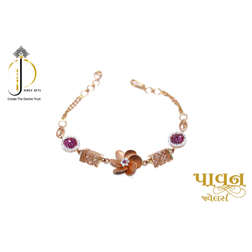 18KT Rose Gold Flower Design Festival Bracelet For Ladies LBG0094