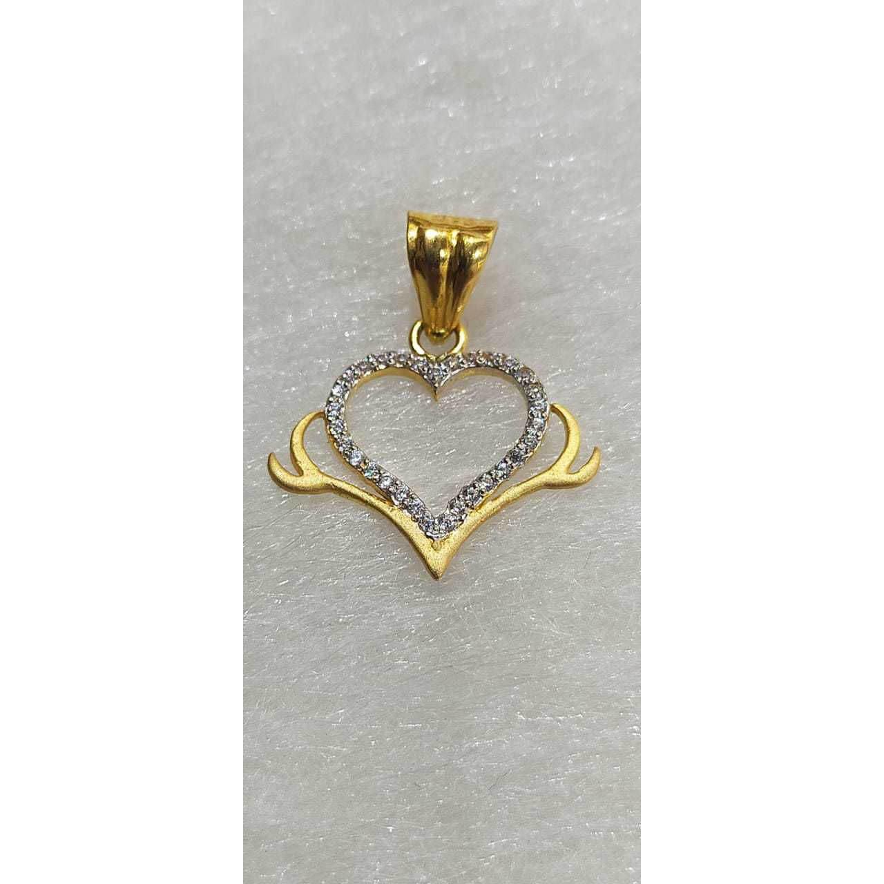 916 22K Heart Design CZ Rohdium Pendant PNG0564