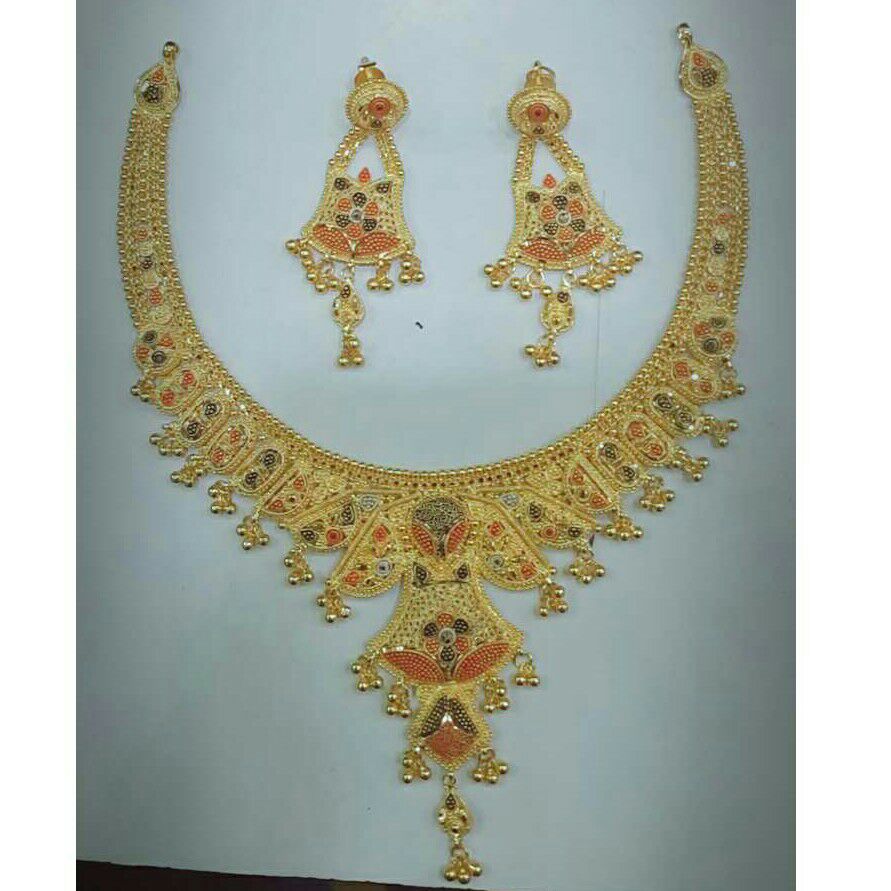 22K / 916 Gold Ladies Vertical Designer Necklace Set