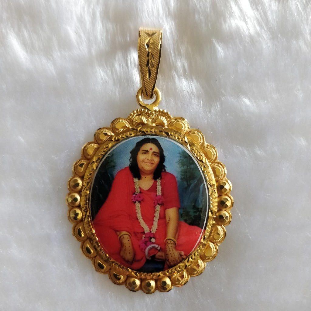 916 gold fancy gent's sonal maa photo mina pendant