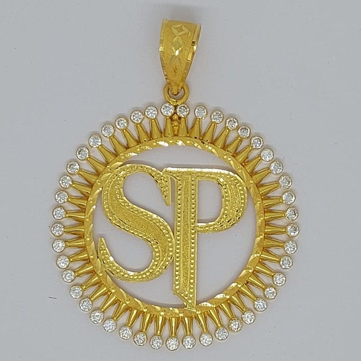 916 Gold Fancy letter Named Pendant