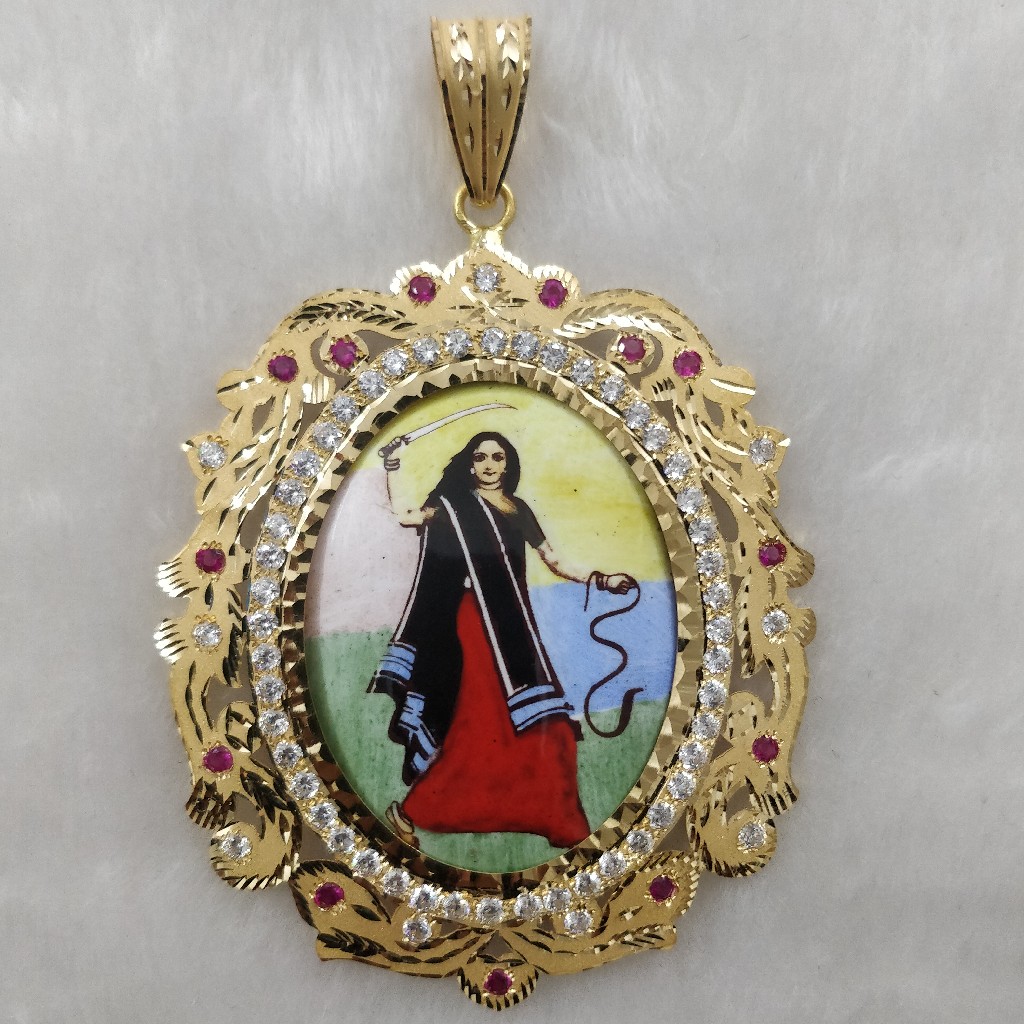 916 Gold Gent's Fancy Mogal Maa Photo Frame Pendants