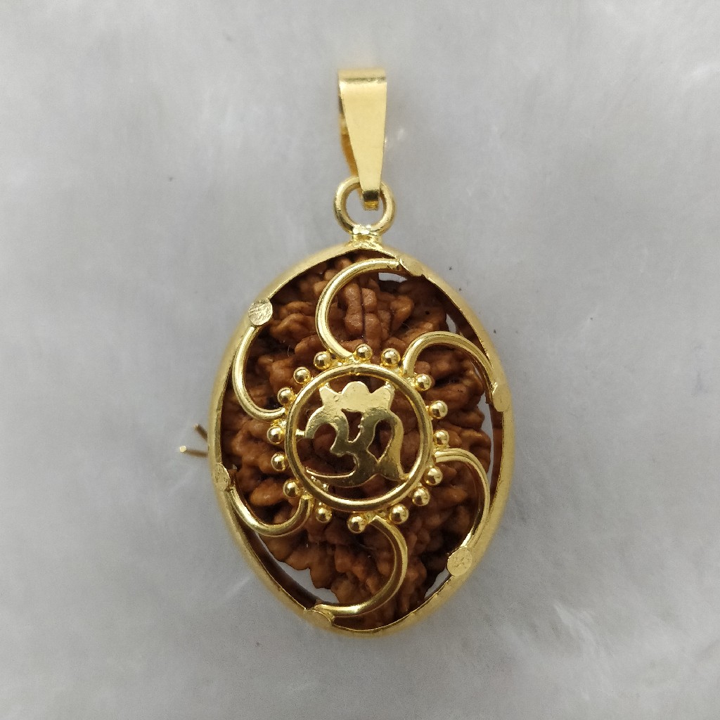 916 gold fancy om rudraksh pendant